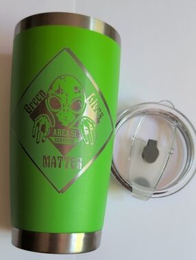 20oz Green Alien Area 51 Survivor - Etched Tumbler - NWOT